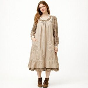 JODY OF CALIFORNIA Peasant Prairie Dress Sz 11 Brown Ditsy Floral Cottagecore